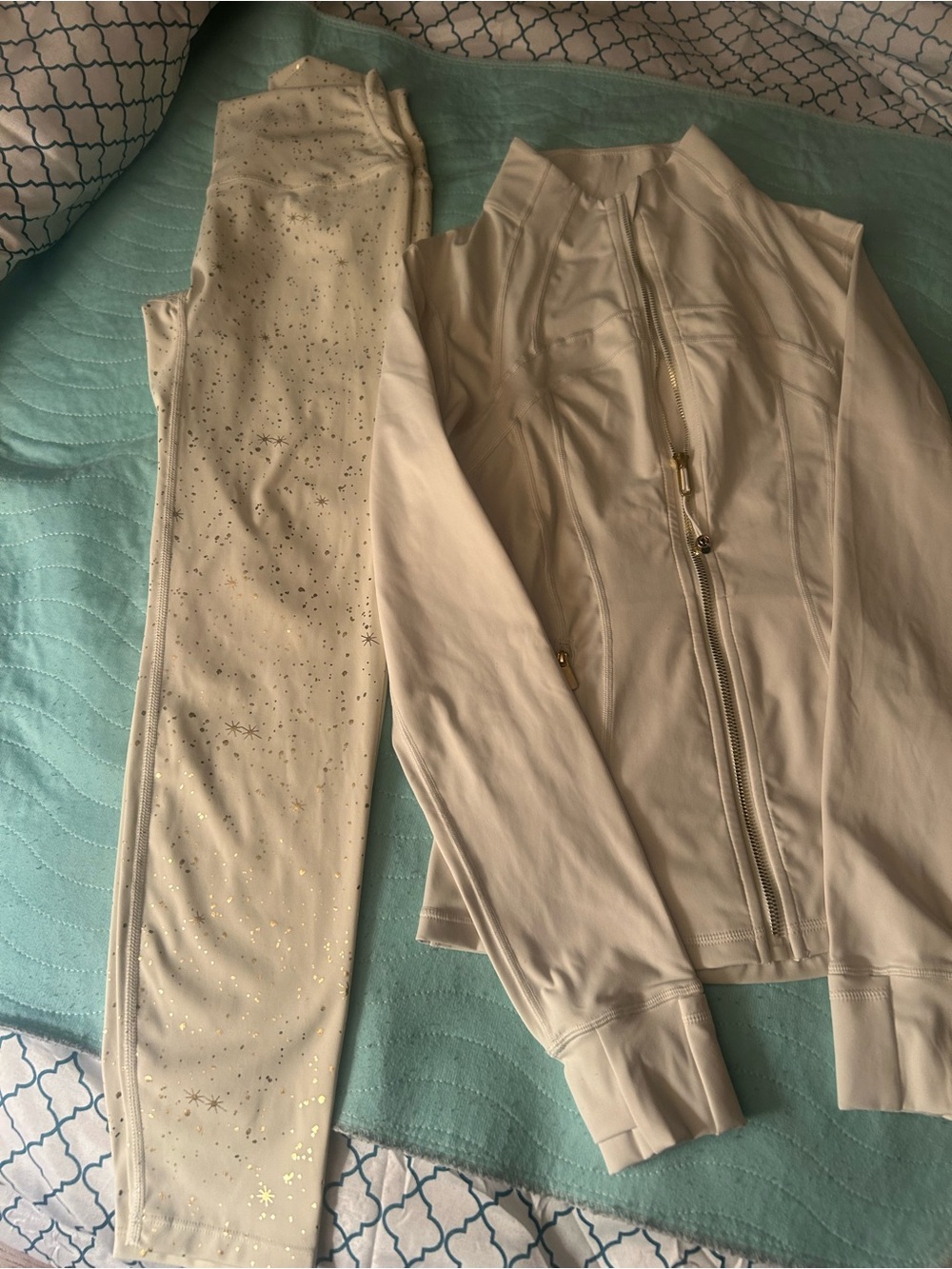 Cream High-Waist Sparkle Leggings - Neutral Activewear